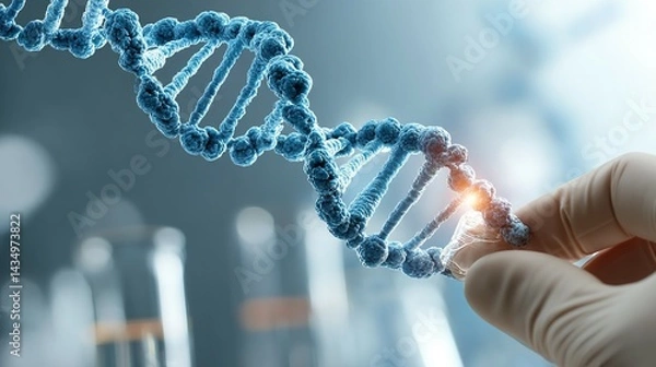 Fototapeta A detailed depiction of genetic material manipulated in a laboratory setting.
