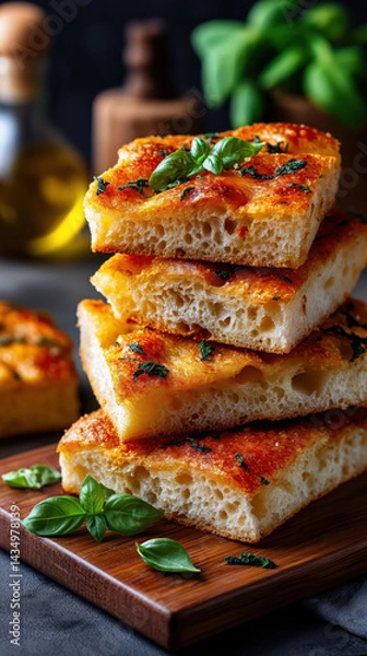 Fototapeta Focaccia created with Generative AI Technology, ai, generative
