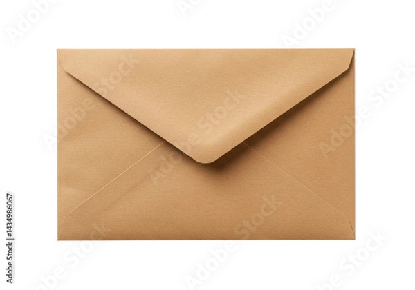 Fototapeta Closed brown envelope for sending letters or documents isolated on transparent background