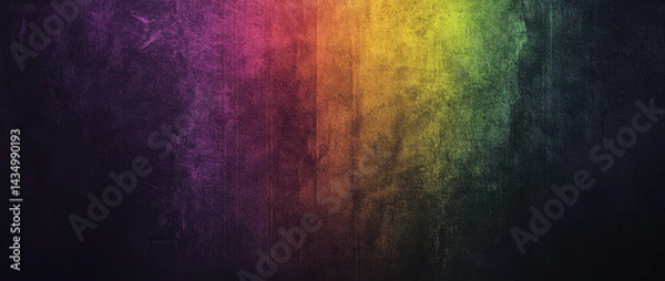 Obraz Colorful gradient background with vibrant hues of purple, pink, orange, yellow, and green blending seamlessly into dark texture, creating visually striking and dynamic atmosphere