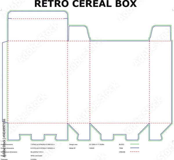 Obraz Cereal Box Die Cut Template Vector Illustration Food Packaging Design Layout