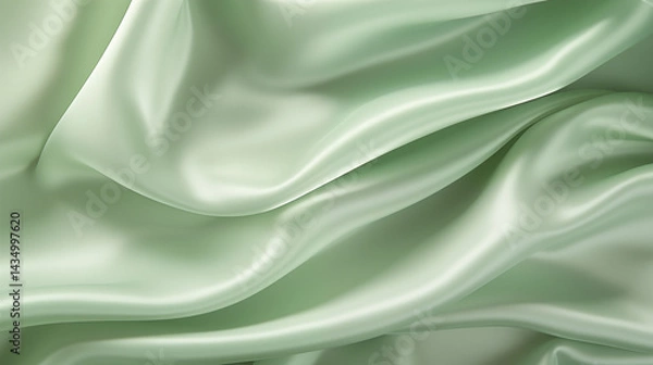 Obraz Pastel green abstract background, Silk satin fabric background.