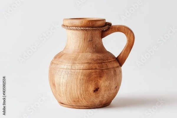 Fototapeta rustic wooden milk churn elegantly isolated on pristine white background showcasing traditional rural craftsmanship