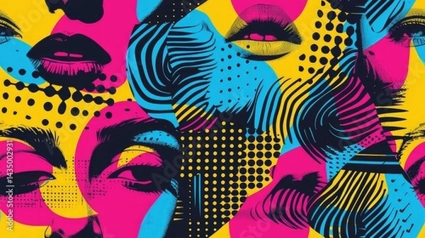 Obraz Abstract colorful pop art faces pattern