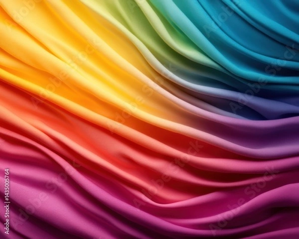 Fototapeta A vibrant flow of colorful fabric waves, showcasing a gradient from yellow to red, creating a visually soothing and dynamic texture.