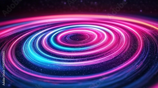 Fototapeta A vibrant, swirling pattern of pink and blue light creates a mesmerizing cosmic effect, resembling a galaxy or energy vortex against a dark backdrop.