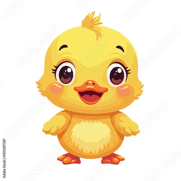 Obraz Cute cartoon duckling illustration on transparent background with joyful mood and bright colors
