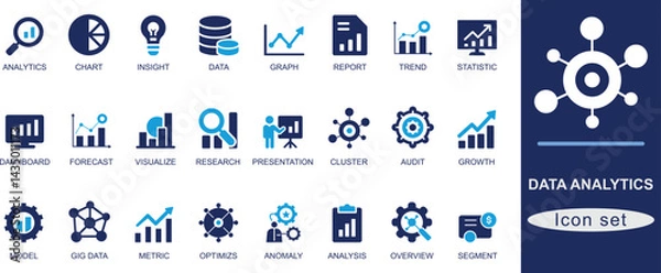 Fototapeta Data Analytics solid icon set.