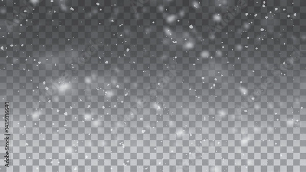 Obraz Vector snowfall isolated. Winter background. Snow overlay illustration.
