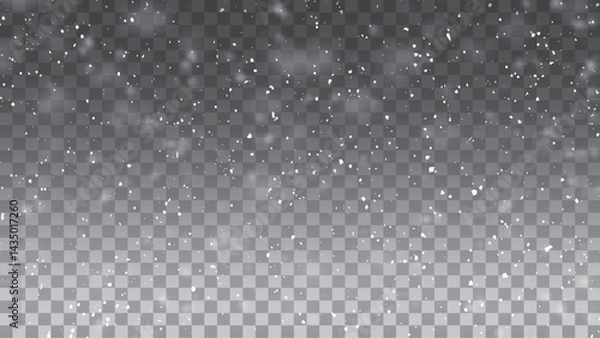 Obraz Snow fall vector background overlay isolated on transparent.   