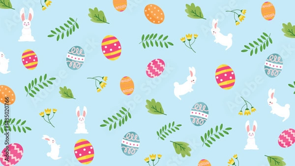 Fototapeta Easter with Egg and Rabbit Vector Background
