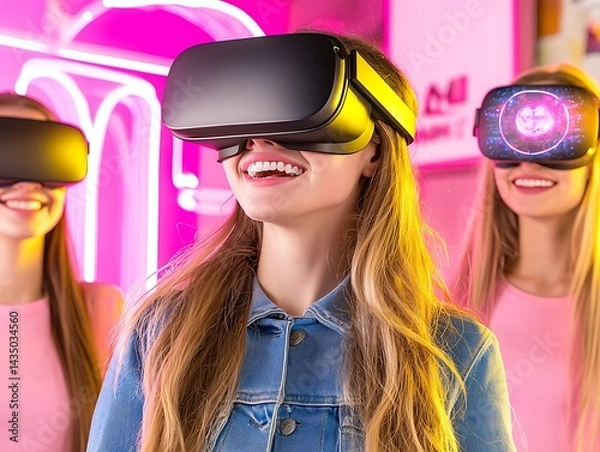 Fototapeta VR Experience in Neon Lights