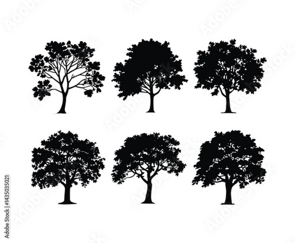 Fototapeta Apple Tree Silhouette EPS Vector Template on White Background