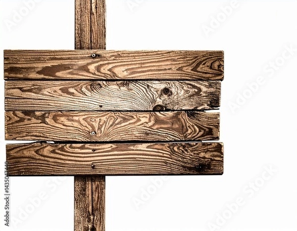 Fototapeta Wooden signboard texture abstract background. White background. Leave space in the middle for text.