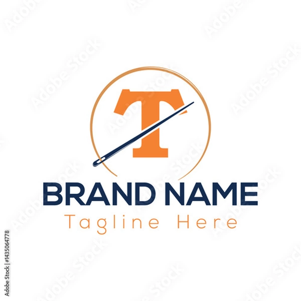 Obraz This business company logo design uses a technology icon as a vector symbol for its web concept T Logo template