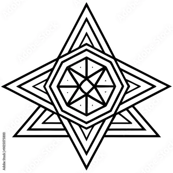 Fototapeta Geometric Triangle Mandala Vector on White