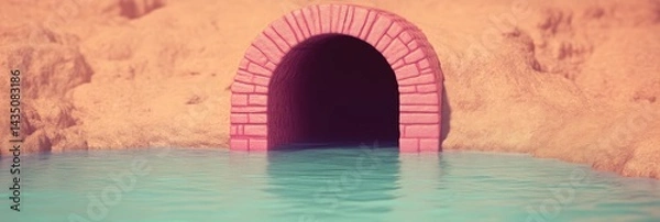 Obraz Water-filled archway in a sandy landscape