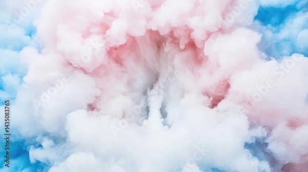 Obraz Abstract, colorful, soft, fluffy clouds of paint or smoke, forming a swirling, dynamic pattern.  Soft light and vibrant pastel hues
