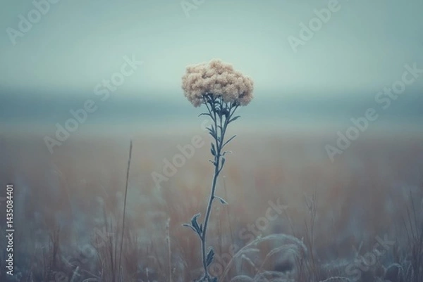 Obraz Dry flower in the meadow at sunset, retro toned.