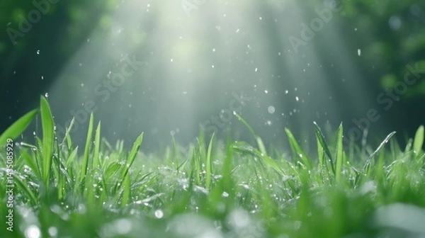 Obraz Fresh green grass after rain