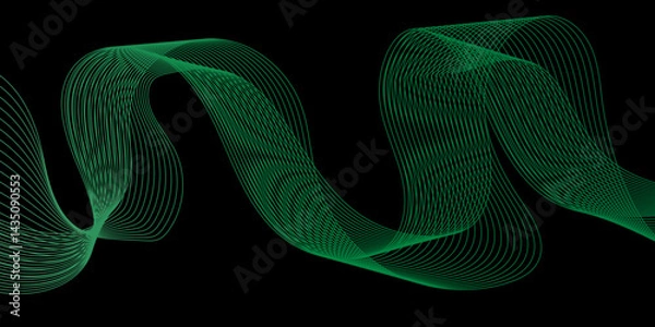 Fototapeta Modern multicolor gradient flowing wave lines, Parallel lines of vibrant color, Stylized line art background, curving and wavy gradient lines against a black background.	