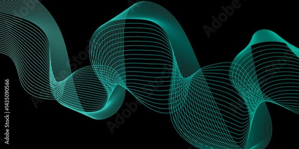 Fototapeta Modern multicolor gradient flowing wave lines, Parallel lines of vibrant color, Stylized line art background, curving and wavy gradient lines against a black background.	