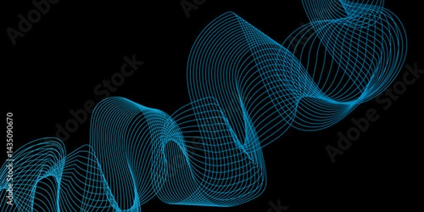 Fototapeta Modern multicolor gradient flowing wave lines, Parallel lines of vibrant color, Stylized line art background, curving and wavy gradient lines against a black background.	