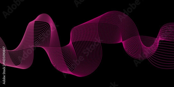 Fototapeta Modern multicolor gradient flowing wave lines, Parallel lines of vibrant color, Stylized line art background, curving and wavy gradient lines against a black background.	