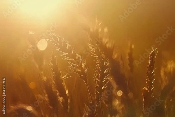 Obraz Golden wheat field at sunset