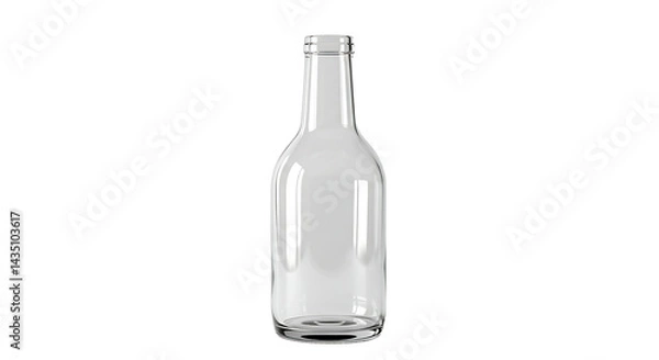 Obraz Empty glass bottle on white background, studio shot reflecting light