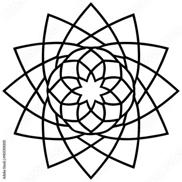 Fototapeta Minimal Intersecting Arc Mandala Vector on White
