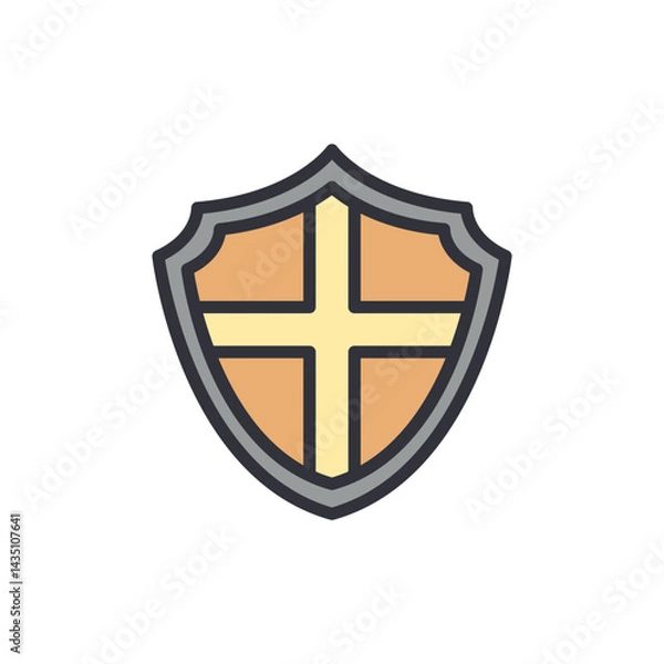 Fototapeta Shield colored icons, minimalist vector illustration ,simple transparent graphic element .Isolated on white background