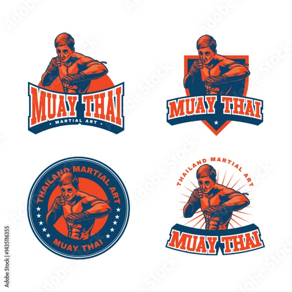 Fototapeta muay thai martial art badge design