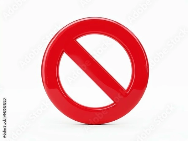 Obraz Central red no entry sign against white background, red no entry traffic symbol, simple no entry sign, prohibition, road, warning, caution, stop, restricted, forbidden, transportation, alert, security