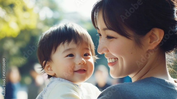 Obraz 公園で子どもと遊ぶ母親（ai生成画像）