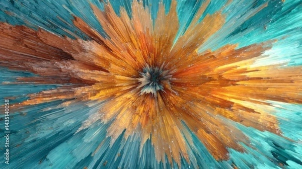 Obraz Abstract Radiating Burst in Teal and Orange with Dynamic Linear Pattern Effect