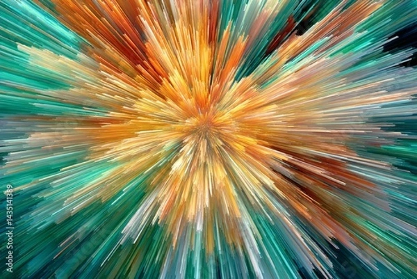 Fototapeta Colorful Abstract Rays Explosion Effect, Striking Stripes from Center Point