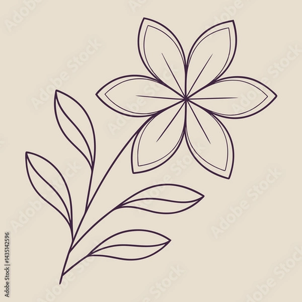 Fototapeta A minimalist-floral-design-with-a-single-line-draw  
