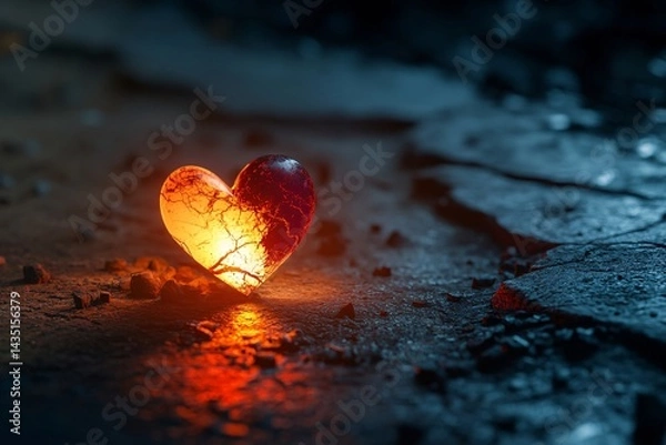 Obraz Glowing Heart Fading to Black