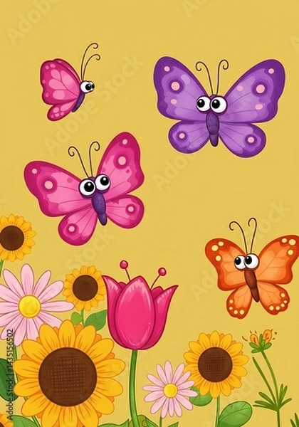Fototapeta Whimsical Flutter: Springtime Bloom AI Generated