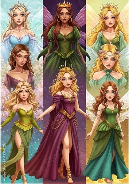 Fototapeta Queens of the Feywild AI Generated