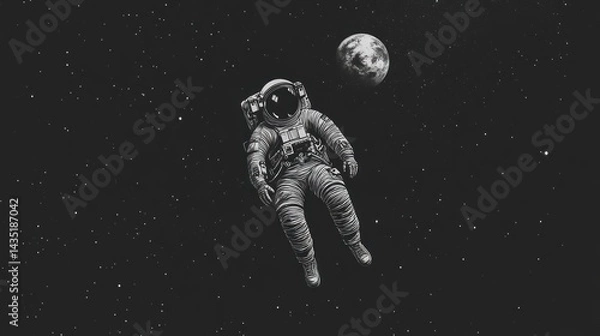 Fototapeta Astronaut adrift in space, near Earth