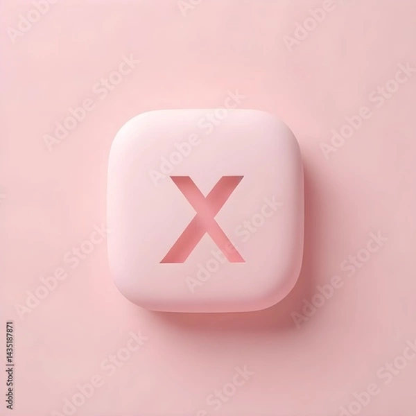 Obraz A pink square containing the letter X, centered and clearly visible