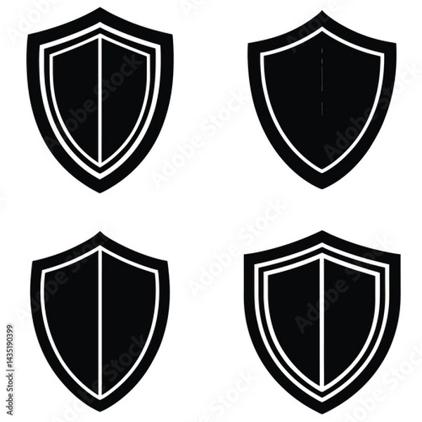 Obraz Sheild vector shilhouette Icon collection