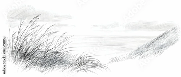 Obraz Coastal Grassy Landscape