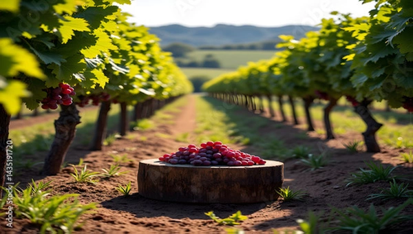 Obraz Rustic vineyard with seasonal grape stomping