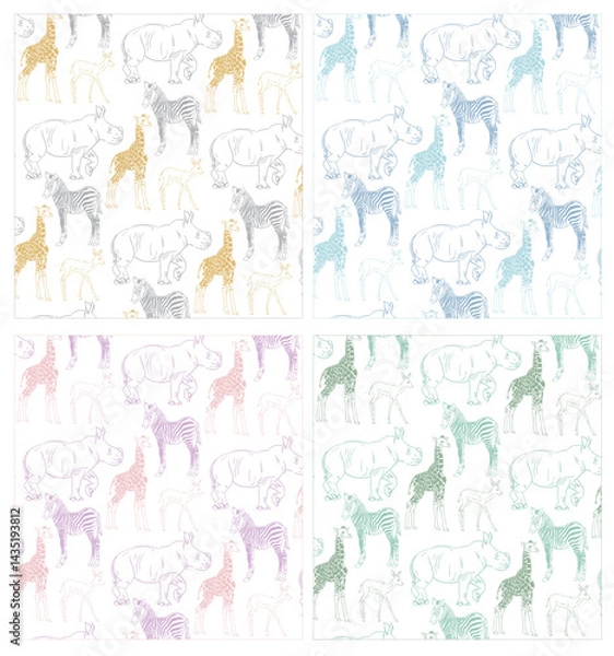 Obraz Safari Baby Animals Colorful Pattern