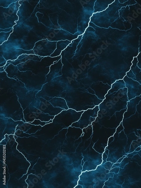 Fototapeta Electric blue lightning strikes across a dark stormy sky creating a powerful and dramatic atmosphere with a sense of raw energy and natural phenomena