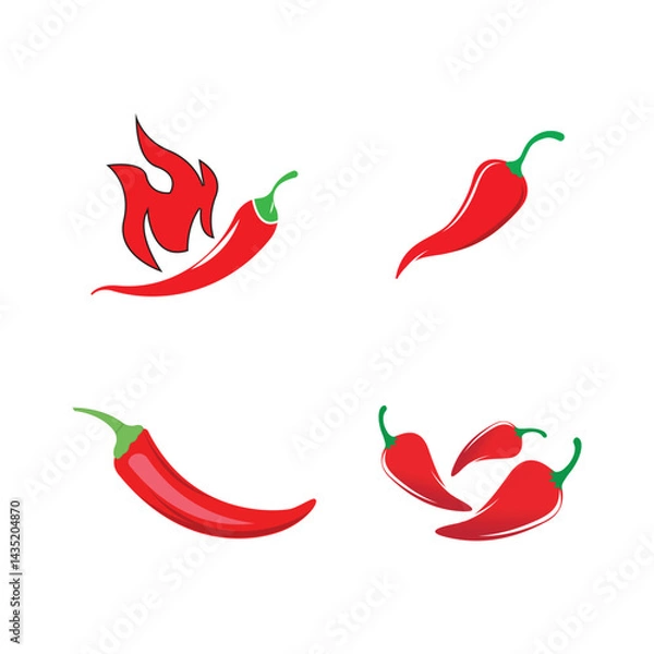 Fototapeta Hot red chili logo vector and symbol design