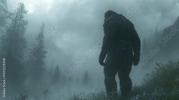 Obraz Giant creature in misty forest